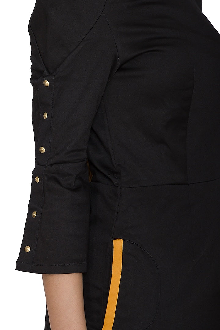 Black Knee-Length Embellished Dress