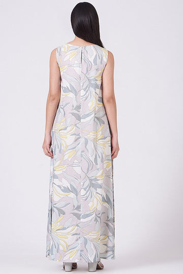 Grey Floral Printed Maxi Dress